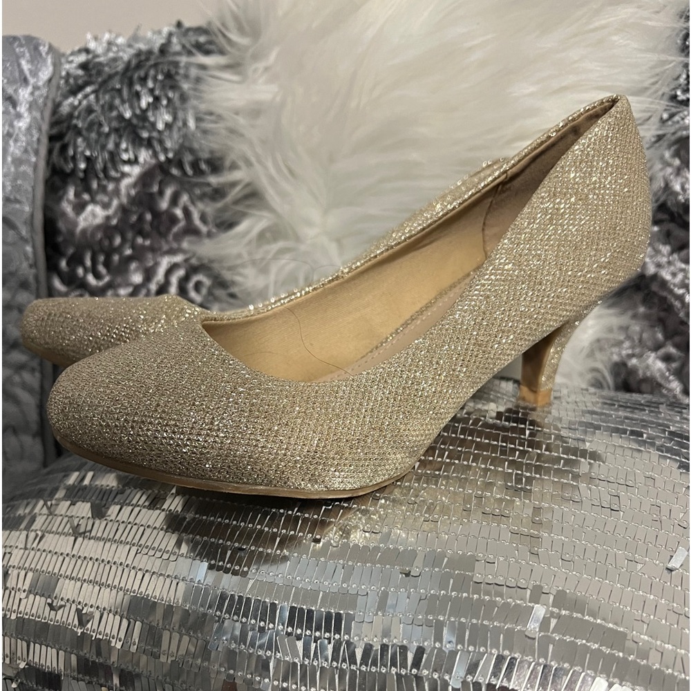 Gold Champagne Sparkly heels 3 inches